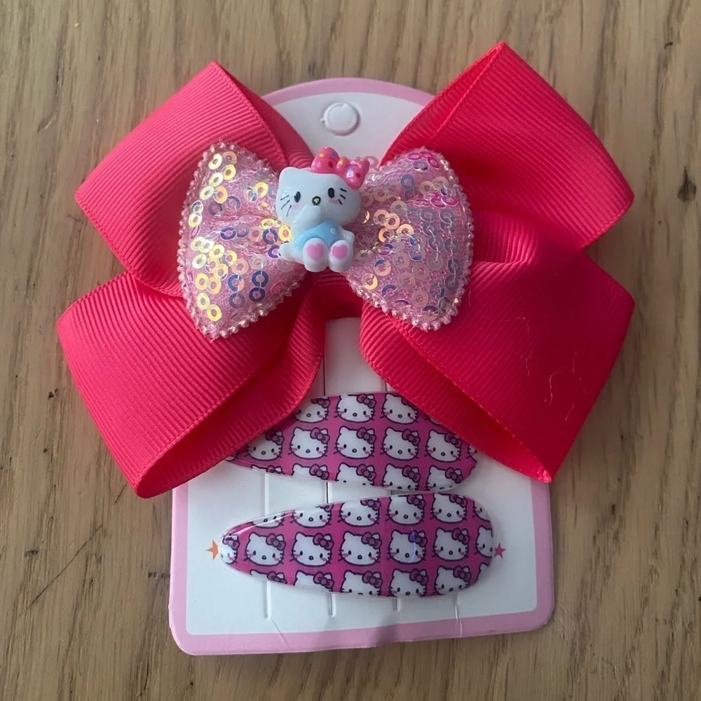 🆕 Hello Kitty Hair Bow + Hair Clips 🆕